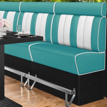 AMERICAN 2 | Bar Height American Diner Booth | W:H 120 x 158 cm | Striped | Turquoise | Leather