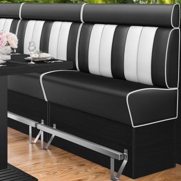 AMERICAN 2 | Bar Height American Diner Booth | W:H 140 x 158 cm | Striped | Black | Leather