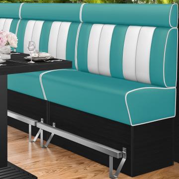 AMERICAN 2 | Bar Height American Diner Booth | W:H 200 x 158 cm | Striped | Turquoise | Leather