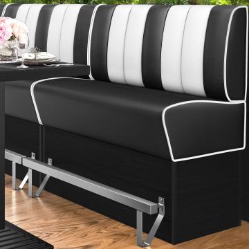 AMERICAN 2 | Bar Height American Diner Booth | W:H 120 x 133 cm | Striped | Black | Leather