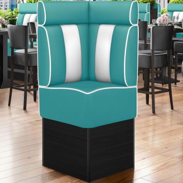 AMERICAN 2 | Diner Corner Booth | W:H 64 x 158 cm | Striped | Turquoise | Leather