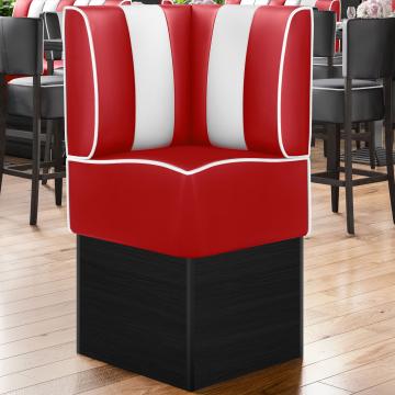 AMERICAN 2 | Diner Corner Booth | W:H 64 x 133 cm | Striped | Red | Leather