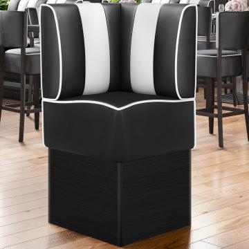 AMERICAN 2 | Diner Corner Booth | W:H 64 x 133 cm | Striped | Black | Leather
