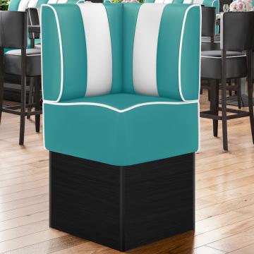AMERICAN 2 | Diner Corner Booth | W:H 64 x 133 cm | Striped | Turquoise | Leather