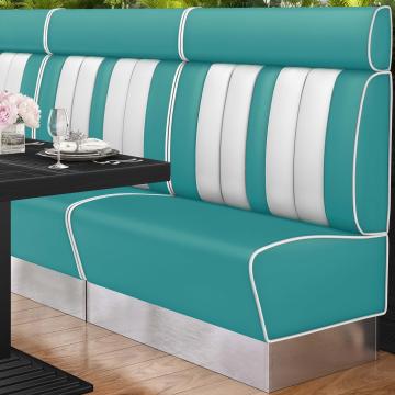 AMERICAN 3 | American Diner Bench | W:H 100 x 128 cm | Striped | Turquoise | Leather
