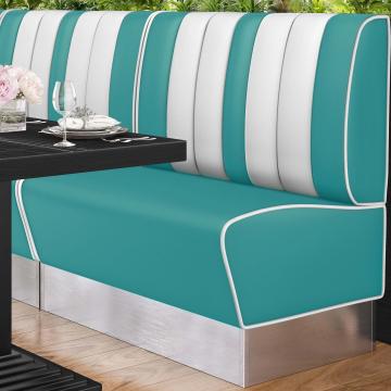 AMERICAN 3 | American Diner Bench | W:H 100 x 103 cm | Striped | Turquoise | Leather