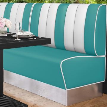 AMERICAN 3 | American Diner Bench | W:H 120 x 103 cm | Striped | Turquoise | Leather