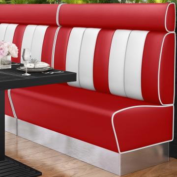 AMERICAN 3 | Restaurantsofa i diner stil | B: H 140 x 128 cm | Stripete | rød | lær