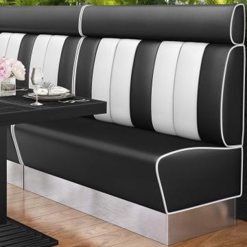 AMERICAN 3 | American Diner Bench | W:H 140 x 128 cm | Striped | Black | Leather