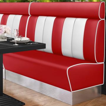 AMERICAN 3 | Restaurantsofa i diner stil | B: H 160 x 128 cm | Stripete | rød | lær