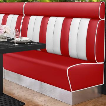 AMERICAN 3 | Restaurantsofa i diner stil | B: H 180 x 128 cm | Stripete | rød | lær