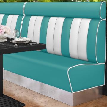AMERICAN 3 | American Diner Bench | W:H 180 x 128 cm | Striped | Turquoise | Leather