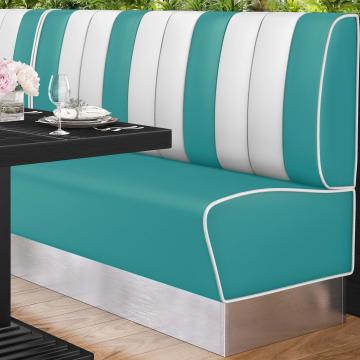 AMERICAN 3 | American Diner Bench | W:H 180 x 103 cm | Striped | Turquoise | Leather