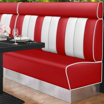 AMERICAN 3 | Restaurantsofa i diner stil | B: H 200 x 128 cm | Stripete | rød | lær