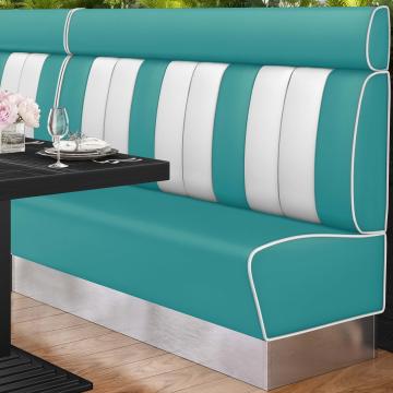 AMERICAN 3 | American Diner Bench | W:H 200 x 128 cm | Striped | Turquoise | Leather