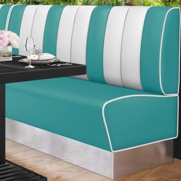 AMERICAN 3 | American Diner Bench | W:H 200 x 103 cm | Striped | Turquoise | Leather
