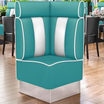 AMERICAN 3 | Diner Corner Booth | W:H 64 x 128 cm | Striped | Turquoise | Leather