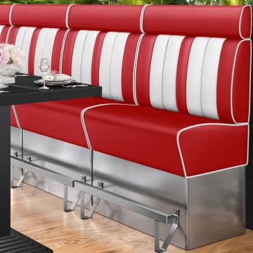 AMERICAN 3 | Diner High Bench | WxH: 100 x 158 cm | Striped | Red | Leather