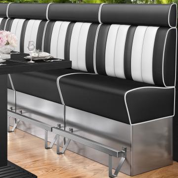 AMERICAN 3 | Bar Height American Diner Booth | W:H 100 x 158 cm | Striped | Black | Leather