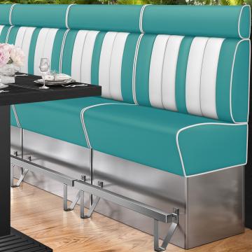 AMERICAN 3 | Diner High Bench | WxH: 100 x 158 cm | Striped | Turquoise | Leather
