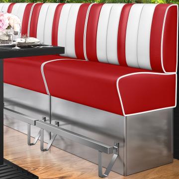 AMERICAN 3 | Hög diner soffa | B:H 100 x 133 cm | Randig | Röd | Läder