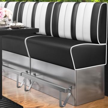 AMERICAN 3 | Diner High Bench | WxH: 100 x 133 cm | Striped | Black | Leather