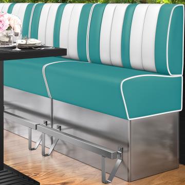 AMERICAN 3 | Diner High Bench | WxH: 100 x 133 cm | Striped | Turquoise | Leather