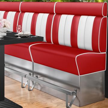 AMERICAN 3 | Hög diner soffa | B:H 120 x 158 cm | Randig | Röd | Läder