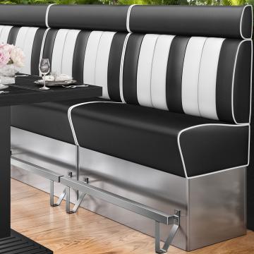 AMERICAN 3 | Bar Height American Diner Booth | W:H 120 x 158 cm | Striped | Black | Leather