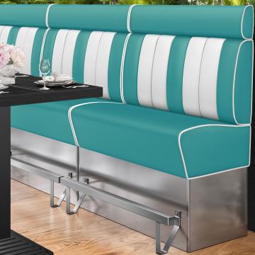 AMERICAN 3 | Bar Height American Diner Booth | W:H 120 x 158 cm | Striped | Turquoise | Leather