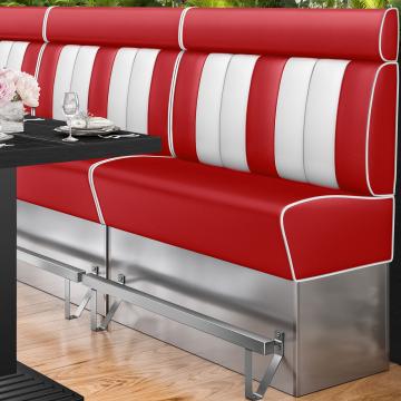 AMERICAN 3 | Bar Height American Diner Booth | W:H 180 x 158 cm | Striped | Red | Leather