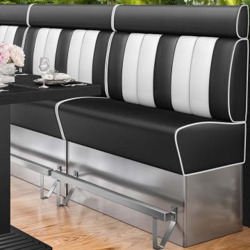 AMERICAN 3 | Bar Height American Diner Booth | W:H 200 x 158 cm | Striped | Black | Leather