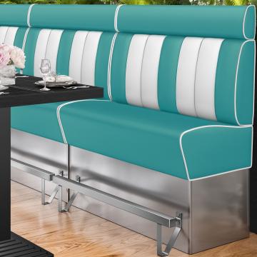 AMERICAN 3 | Bar Height American Diner Booth | W:H 160 x 158 cm | Striped | Turquoise | Leather