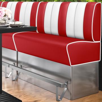 AMERICAN 3 | Bar Height American Diner Booth | W:H 140 x 133 cm | Striped | Red | Leather