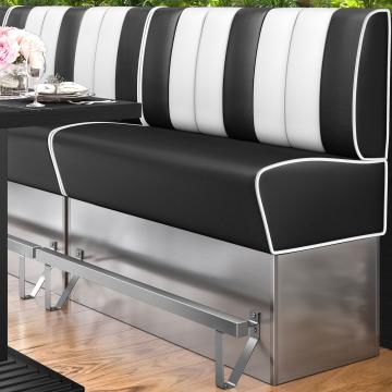 AMERICAN 3 | Bar Height American Diner Booth | W:H 200 x 133 cm | Striped | Black | Leather