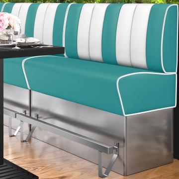 AMERICAN 3 | Bar Height American Diner Booth | W:H 140 x 133 cm | Striped | Turquoise | Leather
