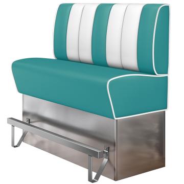 AMERICAN 3 | Bar Height American Diner Booth | W:H 160 x 133 cm | Striped | Turquoise | Leather