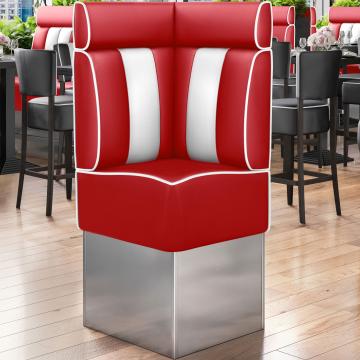 AMERICAN 3 | Restaurantsofa hjørne i Amerikansk diner stil | B:H 64 x 158 cm | Stripete | rød | lær