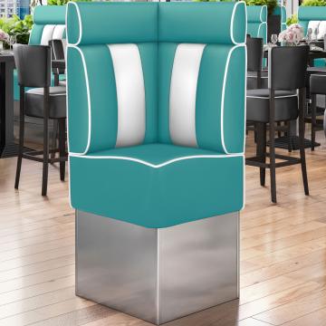 AMERICAN 3 | Diner Corner Booth | W:H 64 x 158 cm | Striped | Turquoise | Leather