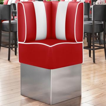 AMERICAN 3 | Restaurantsofa hjørne i Amerikansk diner stil | B: H 64 x 133 cm | Stripete | rød | lær