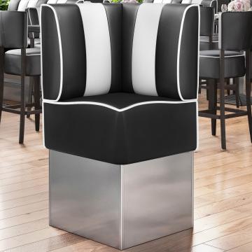 AMERICAN 3 | Diner Corner Booth | W:H 64 x 133 cm | Striped | Black | Leather