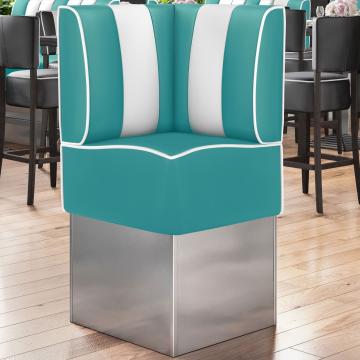 AMERICAN 3 | Diner Corner Booth | W:H 64 x 133 cm | Striped | Turquoise | Leather