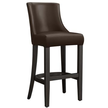 AMY | Upholstered Bar Stool | Leather | Wood | Brown | with backrest