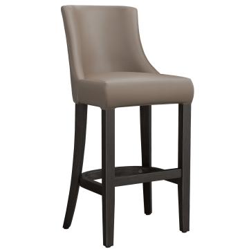 AMY | Upholstered Bar Stool | Leather | Wood | Taupe/Grey/Brown | with backrest