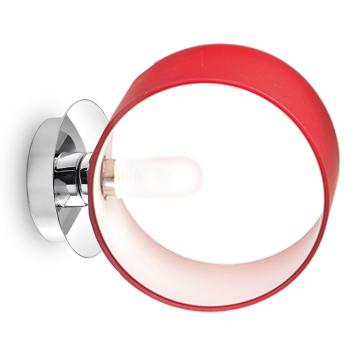 Ringförmige Wandleuchte aus Glas mundgeblasen rot in chrom