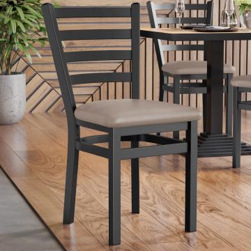 ANTONIO STEEL | Wooden Restaurant Chair | Taupe | Leather
