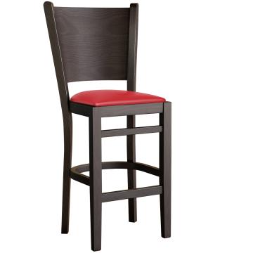 ARMANDO | Wooden Bar Stool with Backrest | Leather | Wood | Red | with backrest