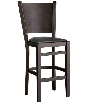 ARMANDO | Wooden Bar Stool with Backrest | Leather | Wood | Black | with backrest