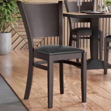 ARMANDO STACK | Wooden Restaurant Chair | Black | Leather