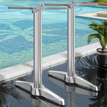 BARCELONA | Double Column Bar Table Base | Aluminium | 2 foot: 60 x 9 cm | Column 6 x 109 cm